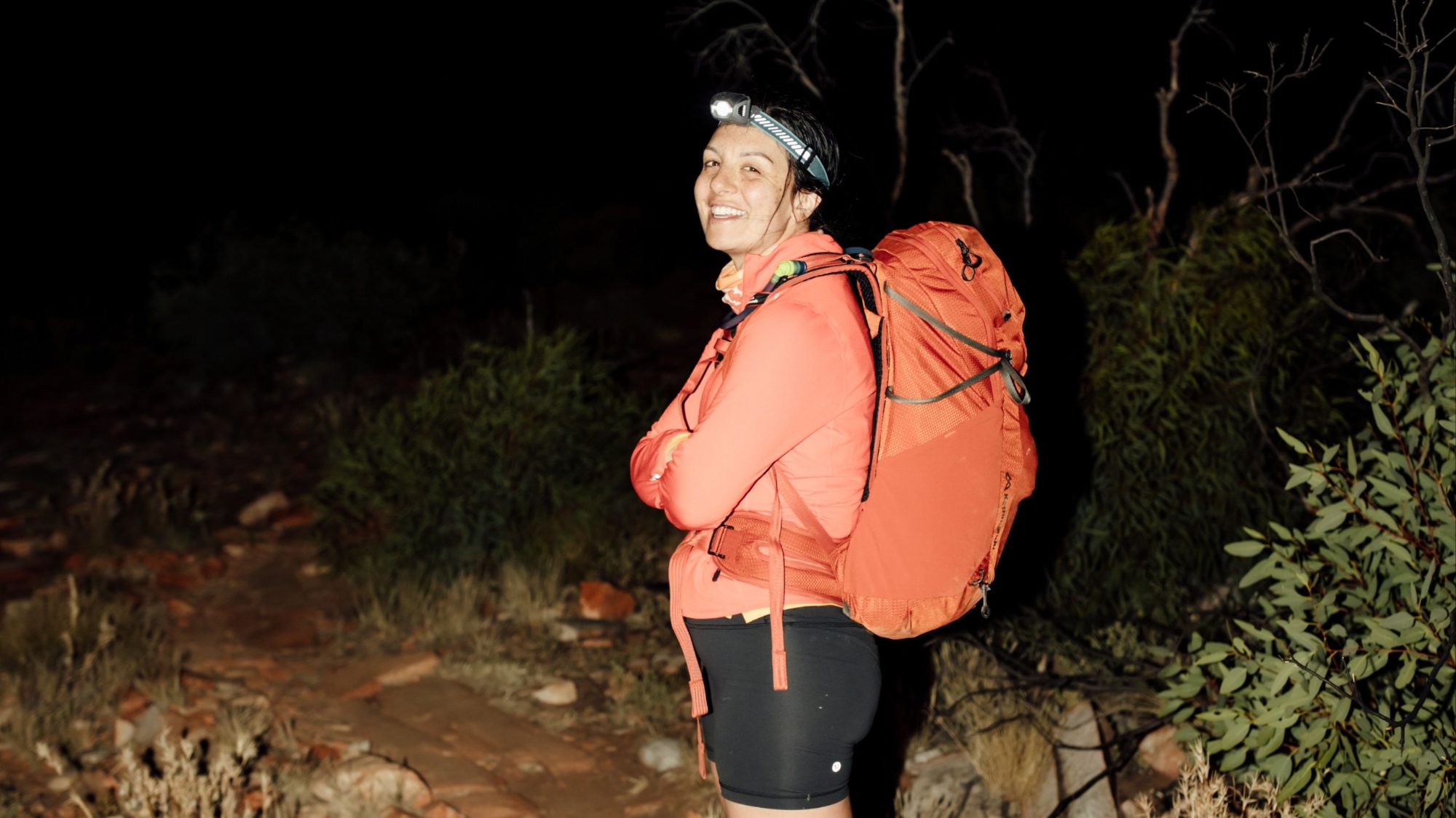 Woman running on trail