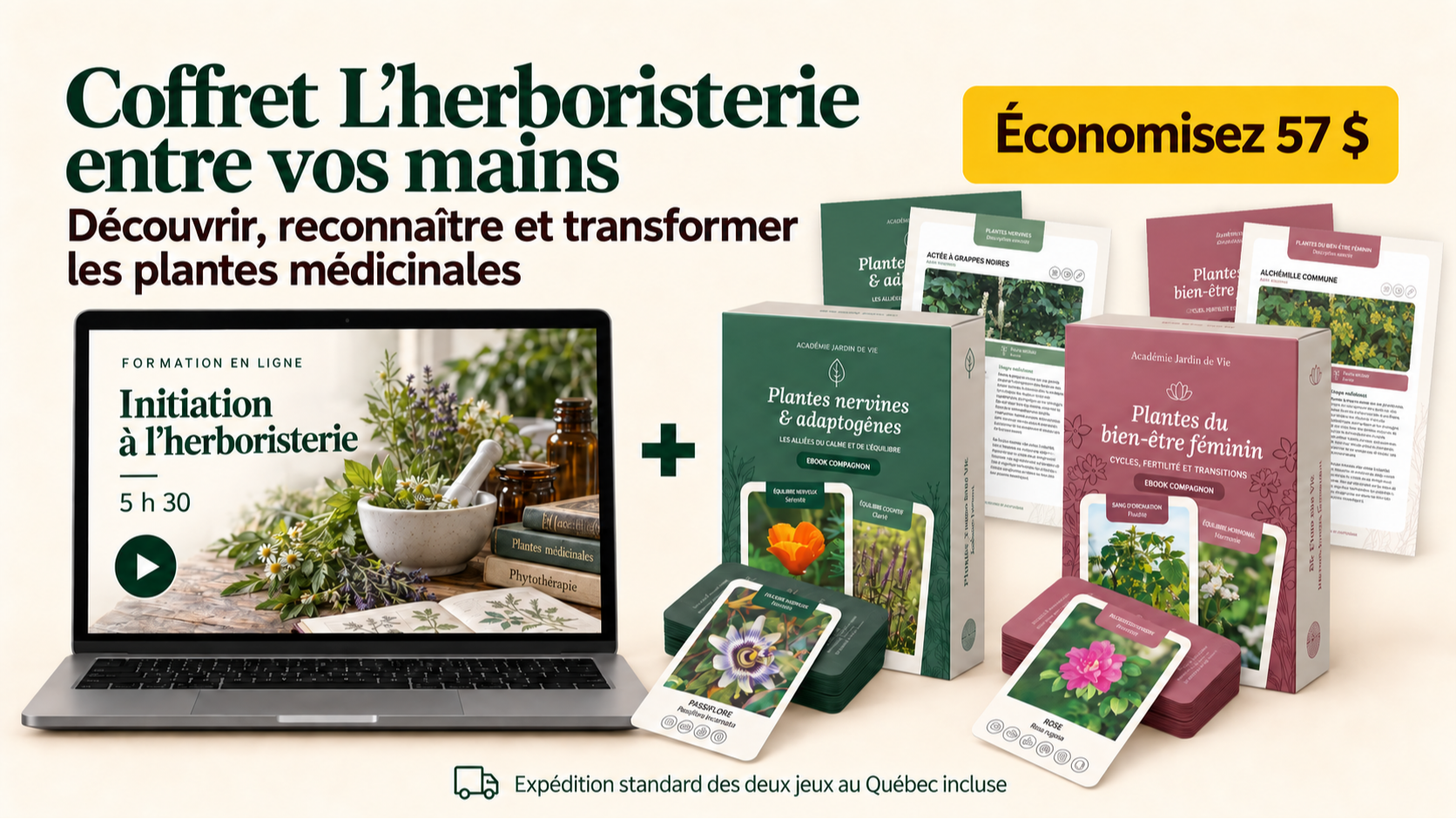 Coffret Autour de la naissance comprenant la formation Aromathérapie périnatale, un jeu de cartes et un ebook.