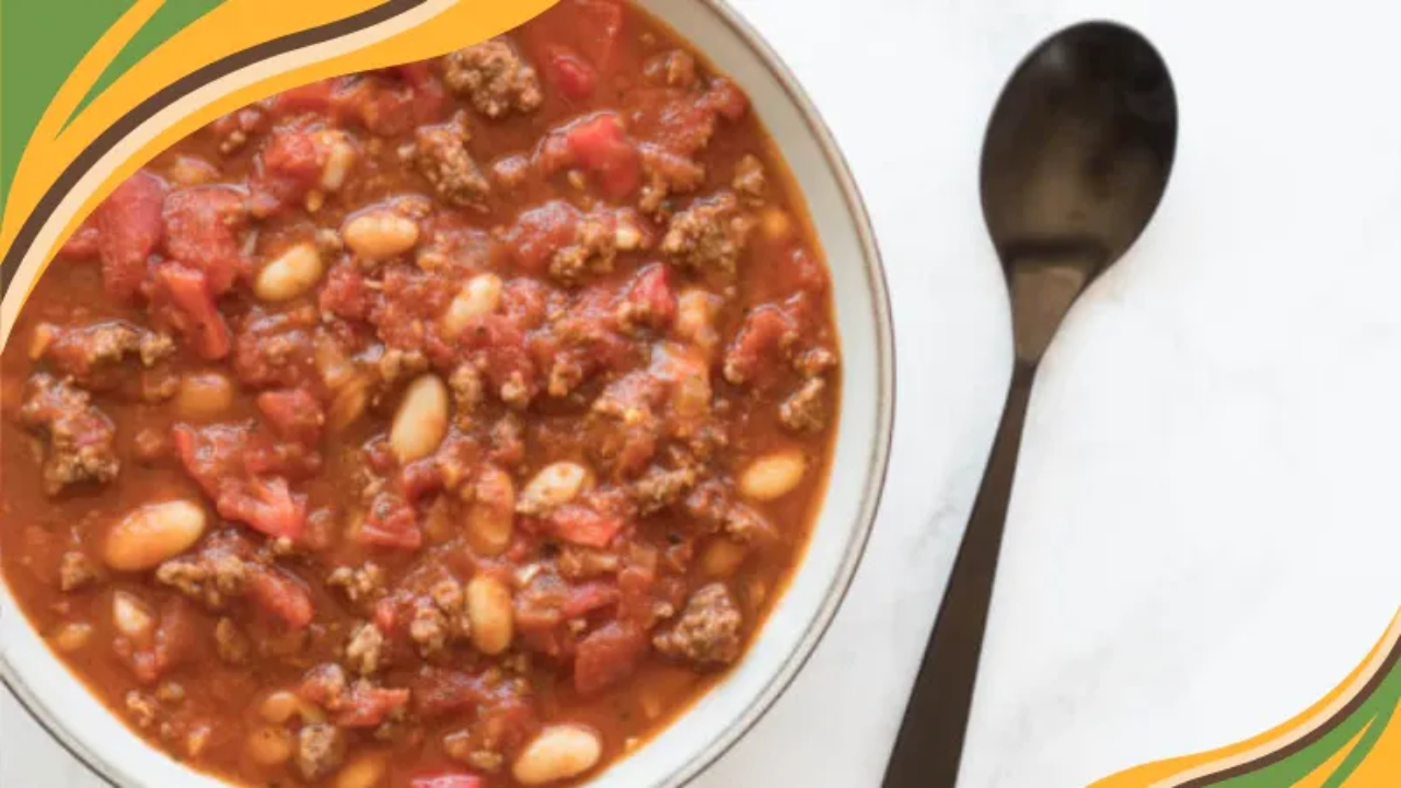 roasted red pepper chlli in a bowl on a white table