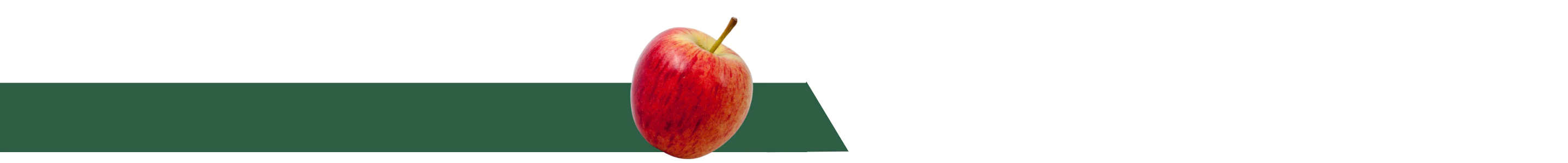 decorative image of a red apple on a green divider line