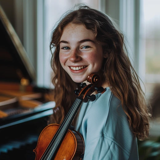 Musikschülerin bei der Vorbereitung auf die Aufnahmeprüfung an der Musikhochschule