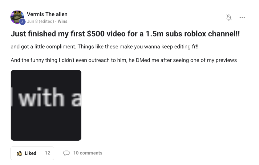 Vermis: first $500 video for a 1.5M subscriber Roblox channel