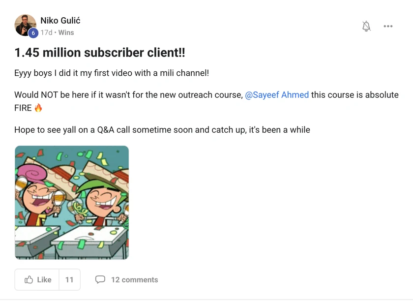 Niko Gulic: 1.45 million subscriber client