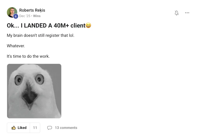 Roberts Rekis: landed a 40M+ client