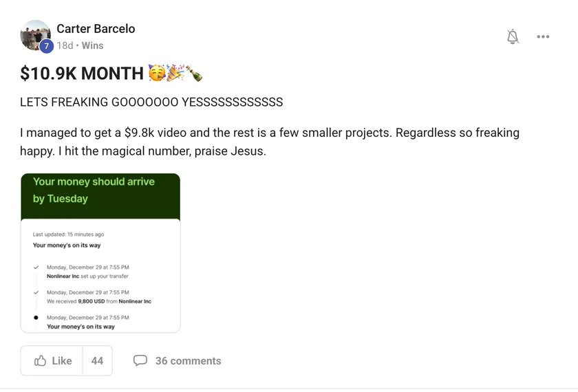 Carter Barcelo: $10.9K month