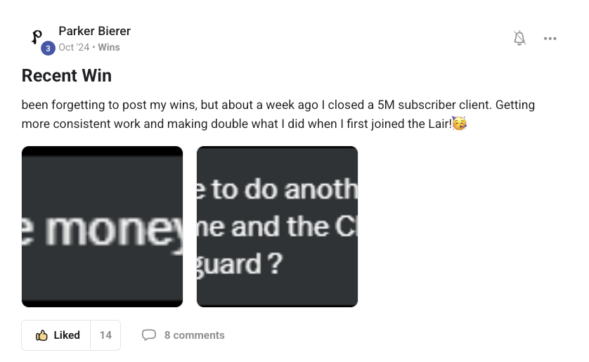 Parker Bierer: closed a 5M subscriber client