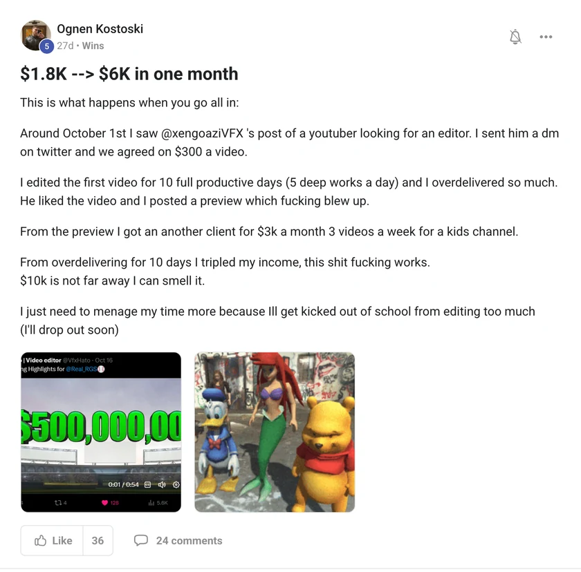 Ognen Kostoski: $1.8K to $6K in one month