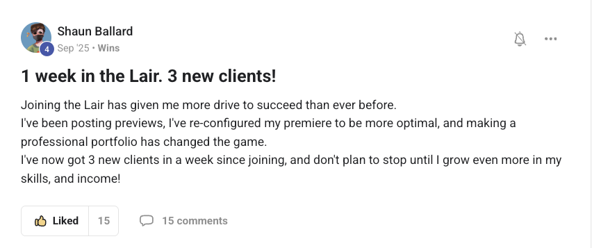 Shaun Ballard: 3 new clients in his first week