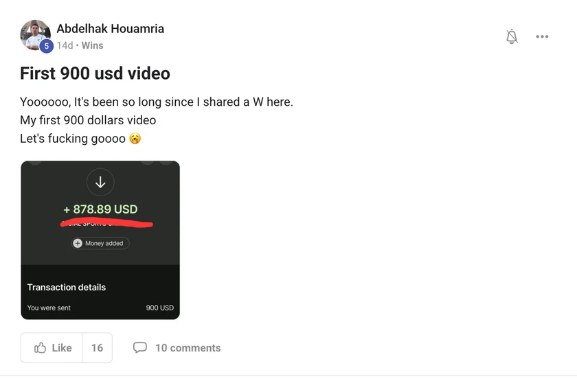 Abdelhak Houamria: first $900 video