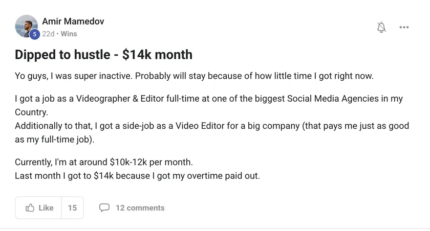 Amir Mamedov: $14k month