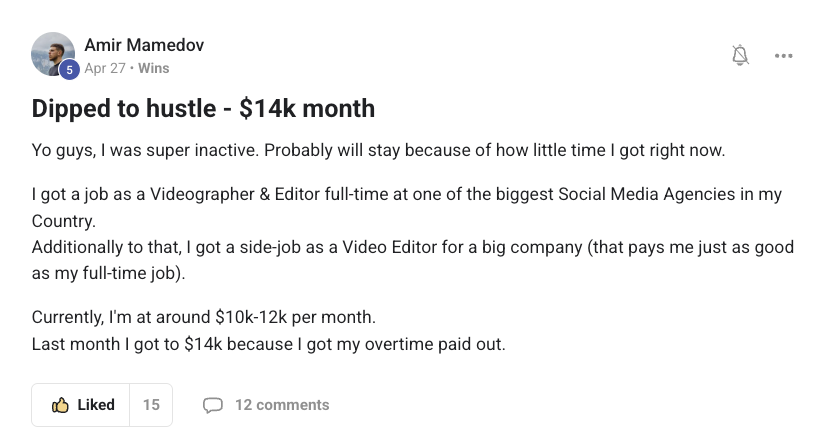 Amir Mamedov: $14k month
