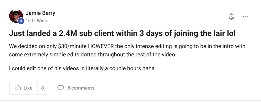 Jamie Berry: landed a 2.4M sub client within 3 days of joining