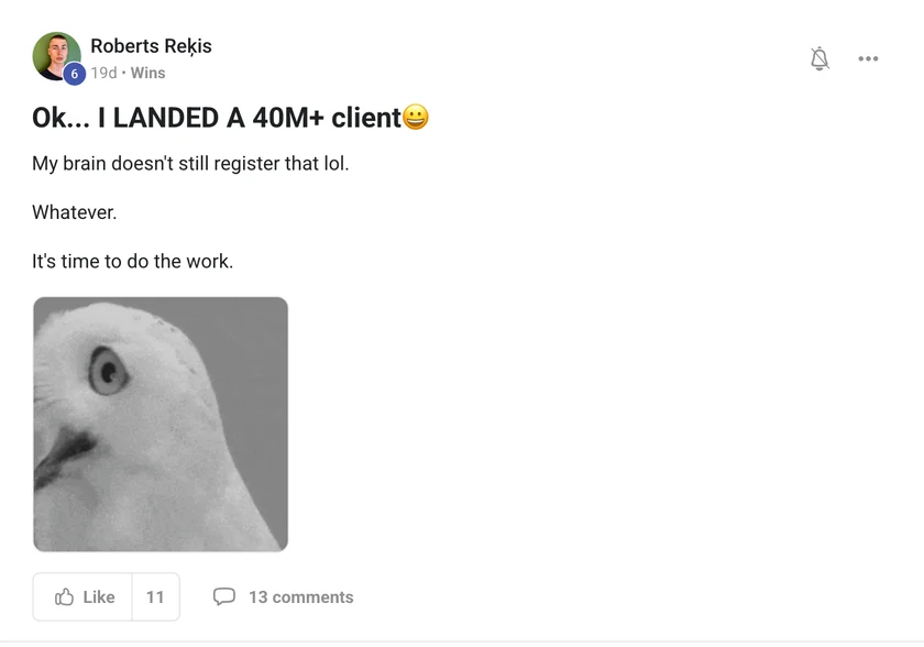 Roberts Rekis: landed a 40M+ client