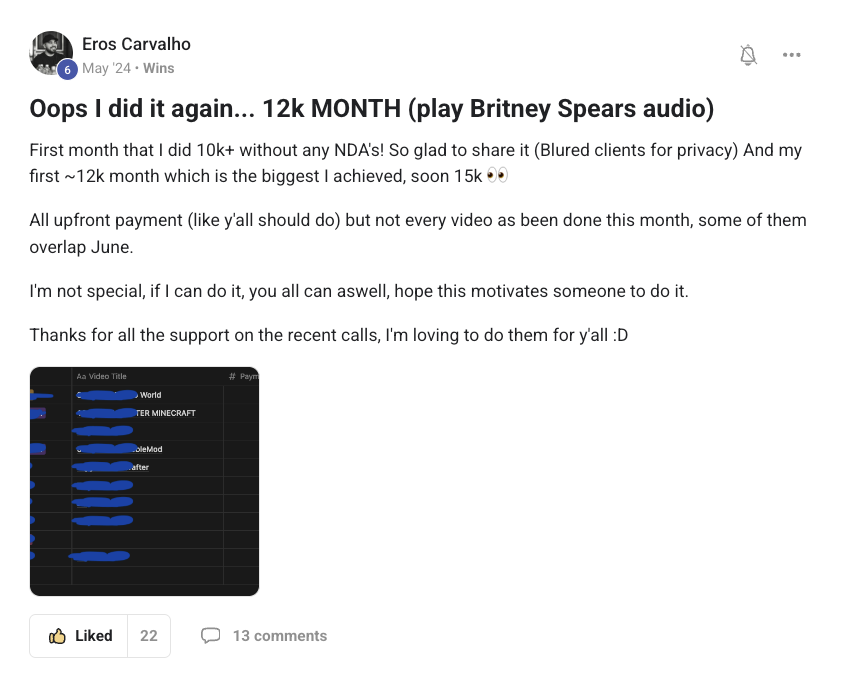 Eros Carvalho: 12k month