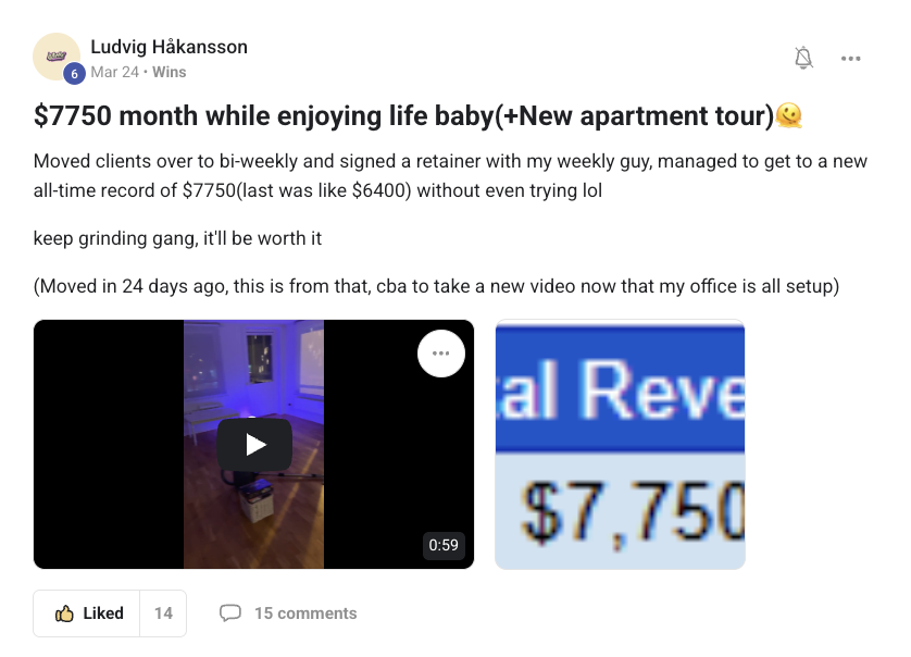 Ludvig Hakansson: $7750 month