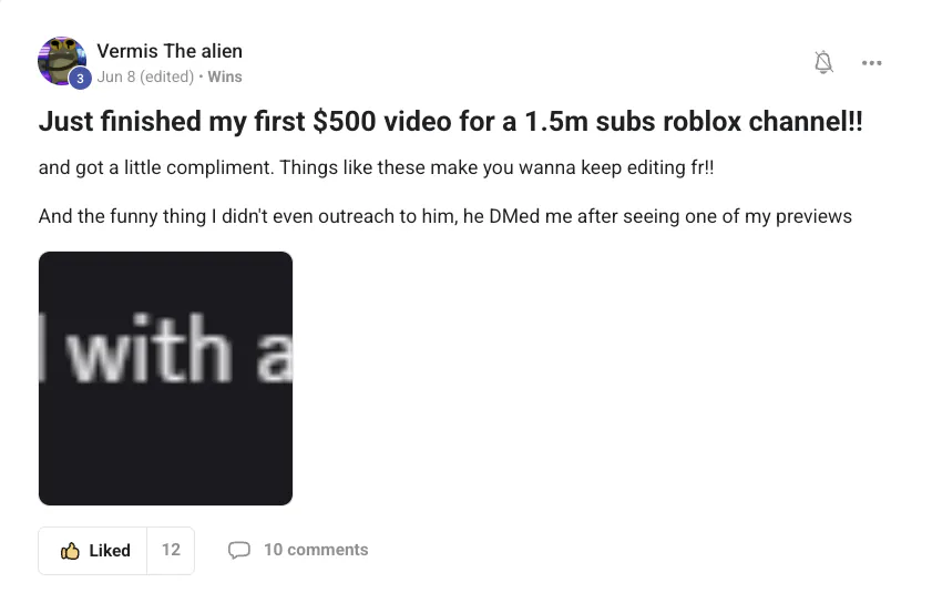 Vermis: first $500 video for a 1.5M subscriber Roblox channel