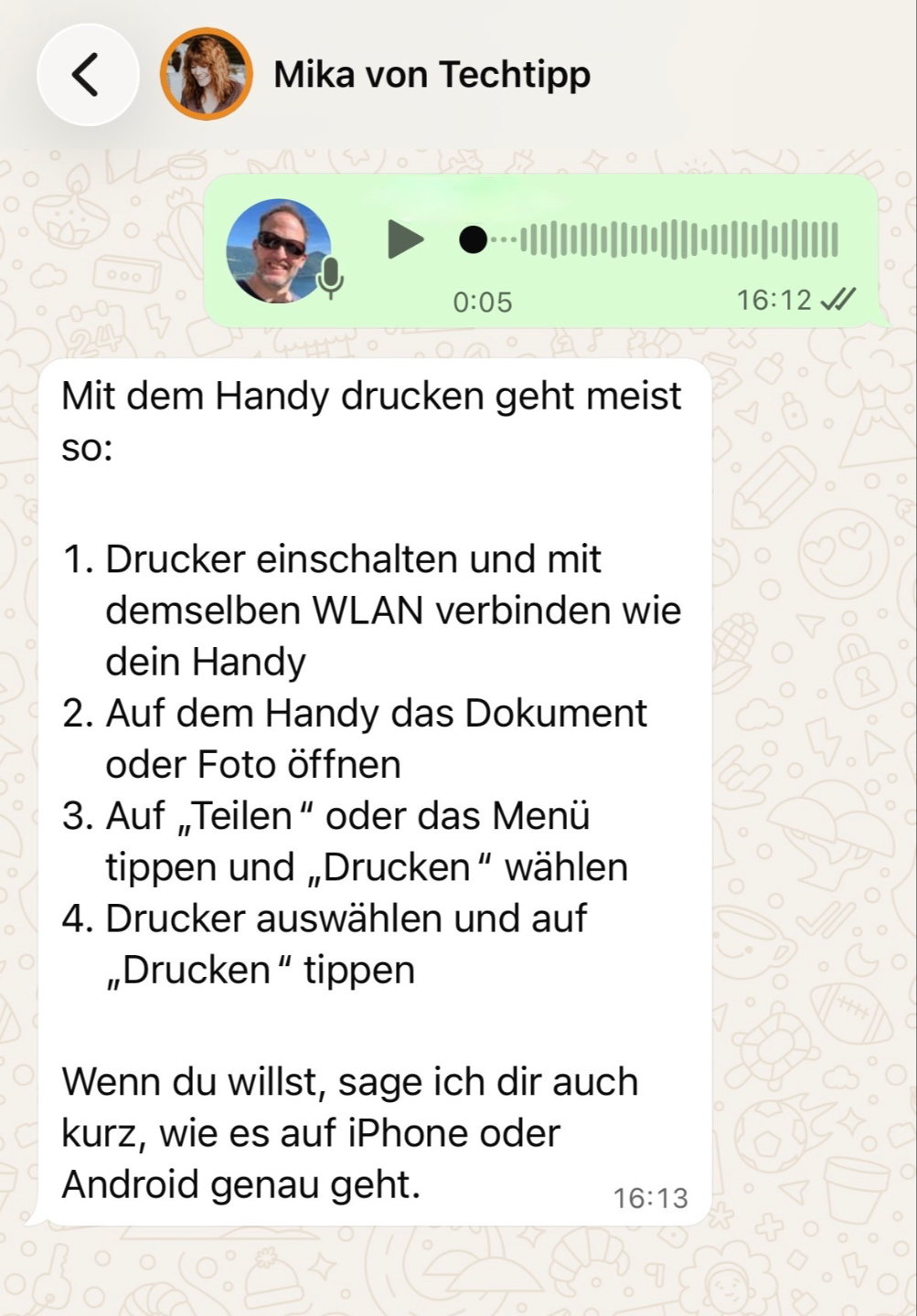WhatsApp-Chat mit Mika