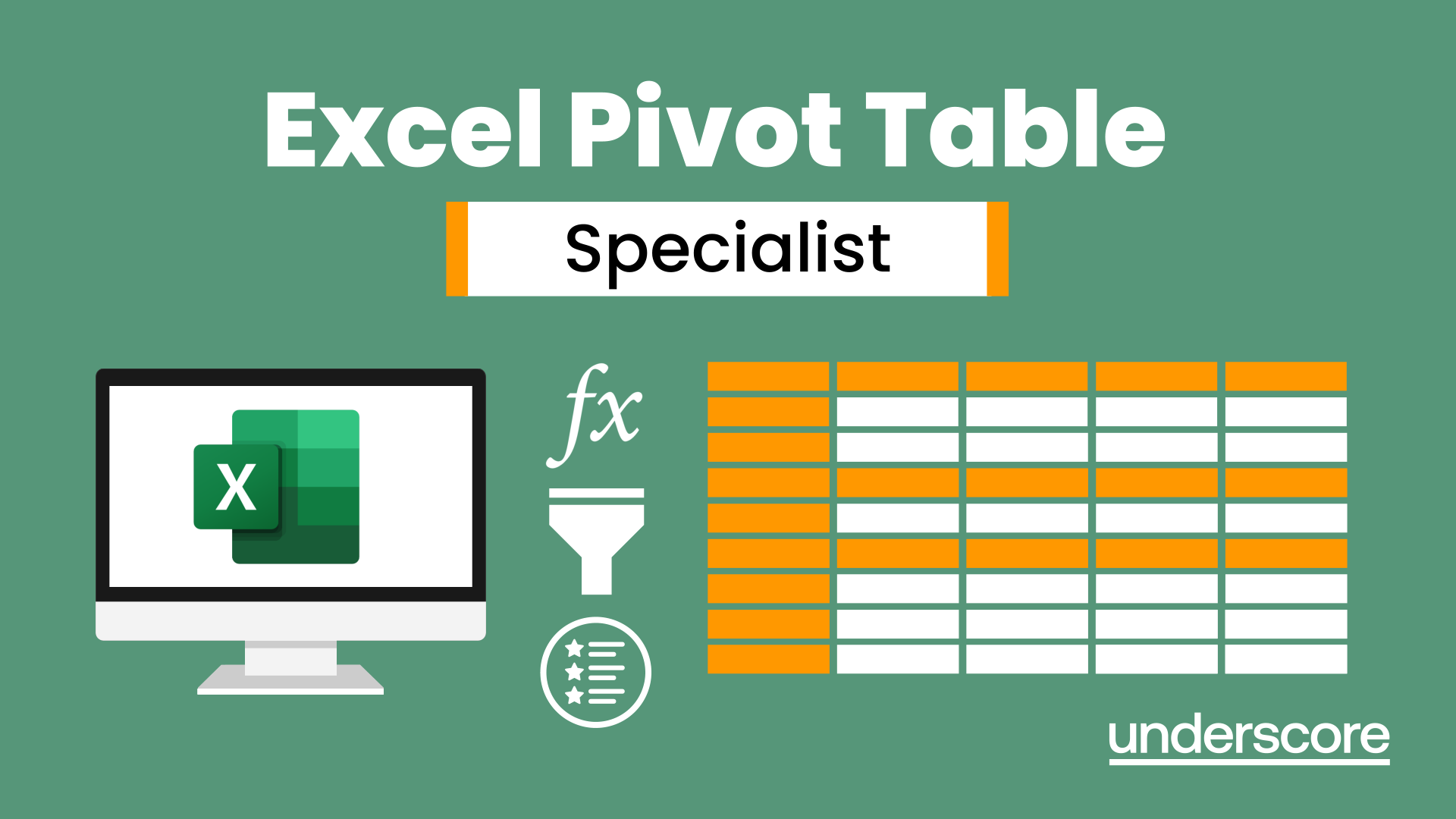 Excel Pivot Table Specialist training course hero image – Design, analyse, and manage pivot tables in Excel.