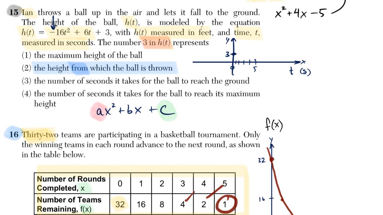 Algebra I January 2023 Regents Answers in Color