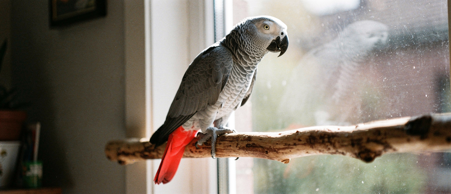 Person gently offering a treat to a cautious parrot on a perch to build trust