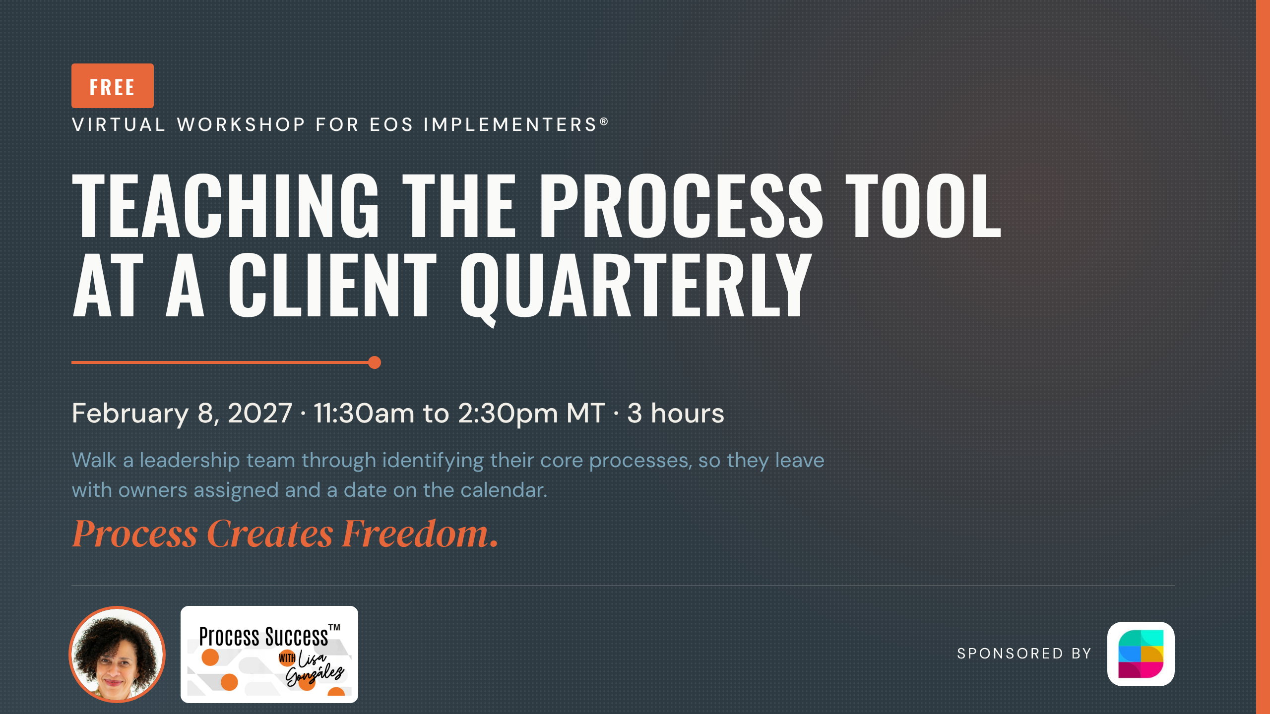 Free workshop for EOS Implementers: teaching the Process tool at a client Quarterly, February 8, 2027, sponsored by Strety