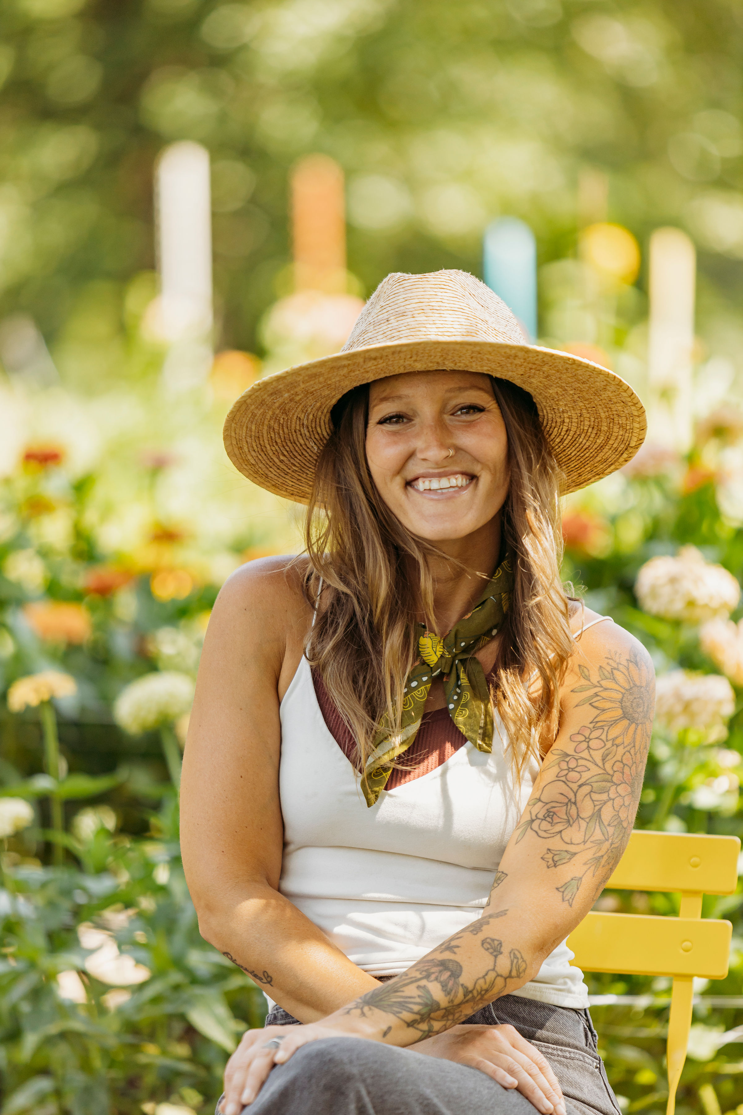 Jill Ragan in her flower field at Whispering Willow Farm