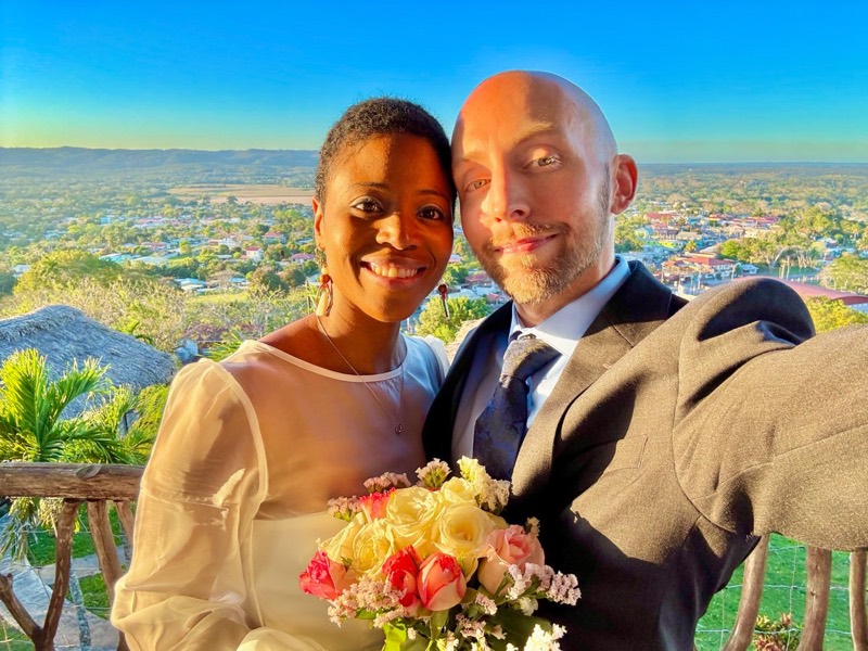 A client and her husband on their wedding day