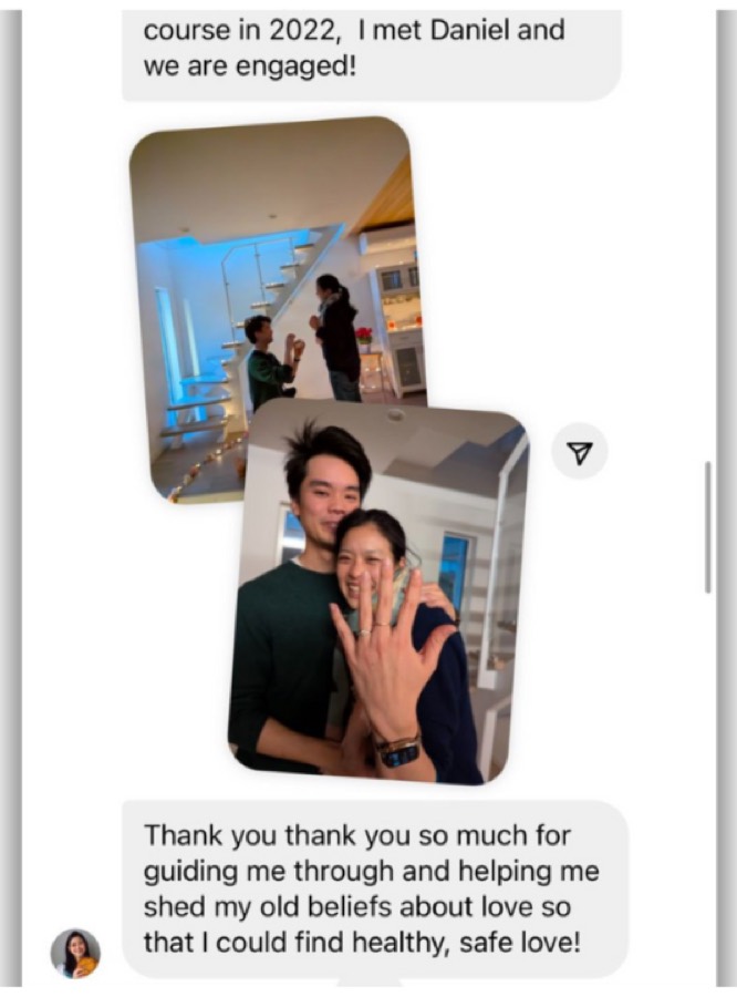 Message: I met Daniel and we are engaged