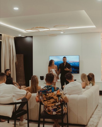Matt and Kelley teaching a group at one of their retreats
