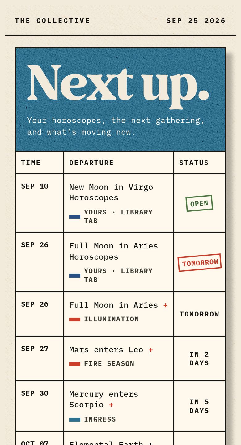 The Color Me Crazy app Home tab for members, with horoscopes marked Open