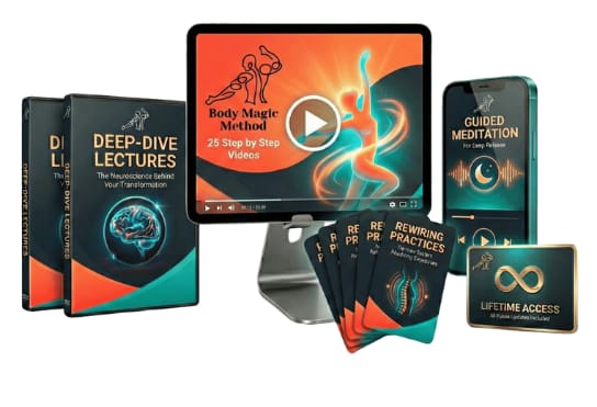 The Complete Body Magic Method: step-by-step video lessons, deep-dive lectures, guided meditation, rewiring practices and lifetime access