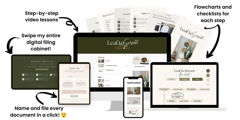 leaf to screen - decluttering papers course suite