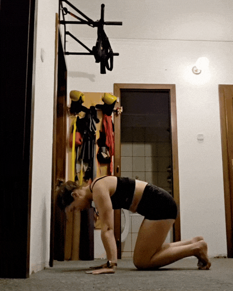 Member doing jump to handstand