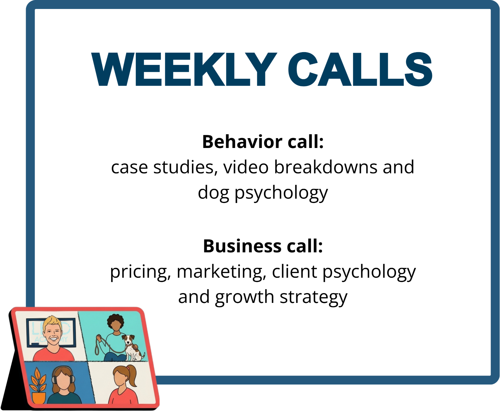weekly dog business coaching calls with Jojo Stanford