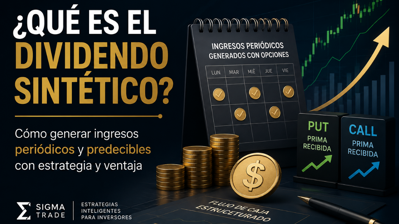 Ilustración del dividendo sintético como estrategia con opciones para generar ingresos periódicos en una cartera de inversión.