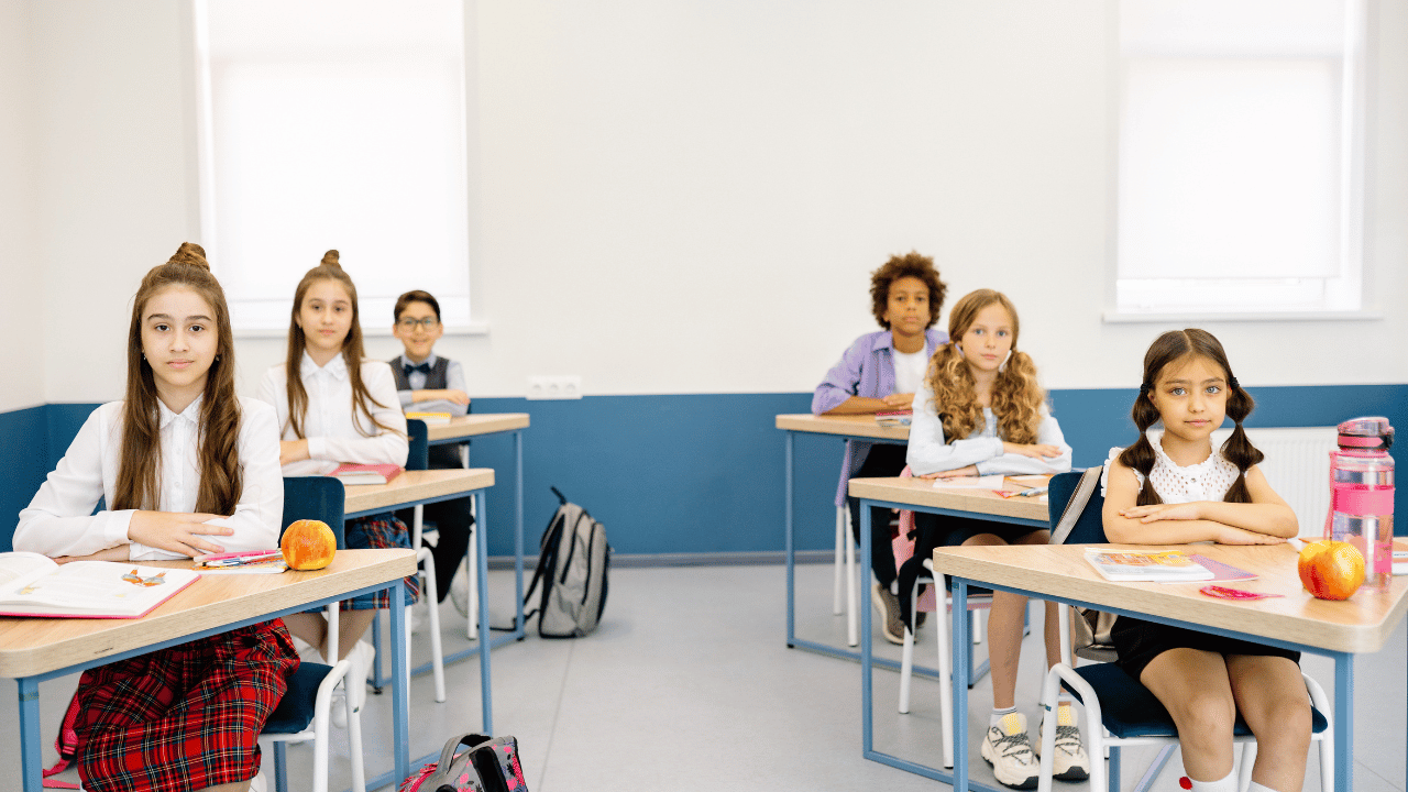 kids sitting quietly at desk