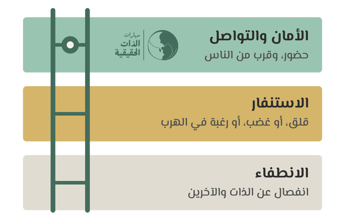 سلّم من ثلاث درجات: الأمان والتواصل، ثم الاستنفار، ثم الانطفاء