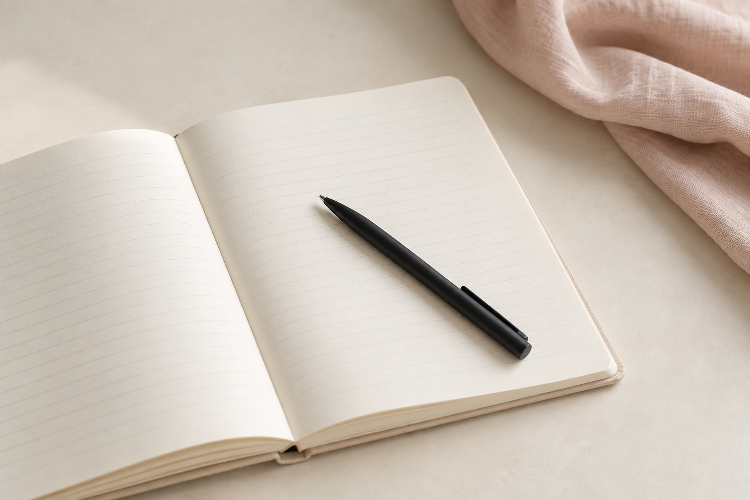 Open journal and pen for reflection exercises