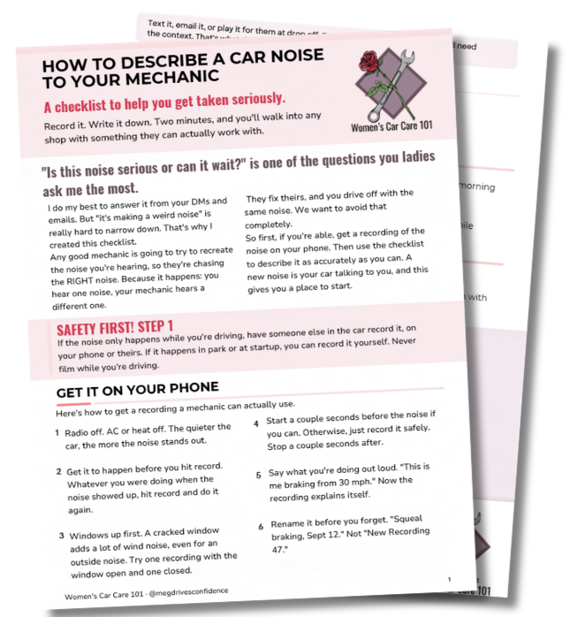 How to Describe a Car Noise to Your Mechanic checklist