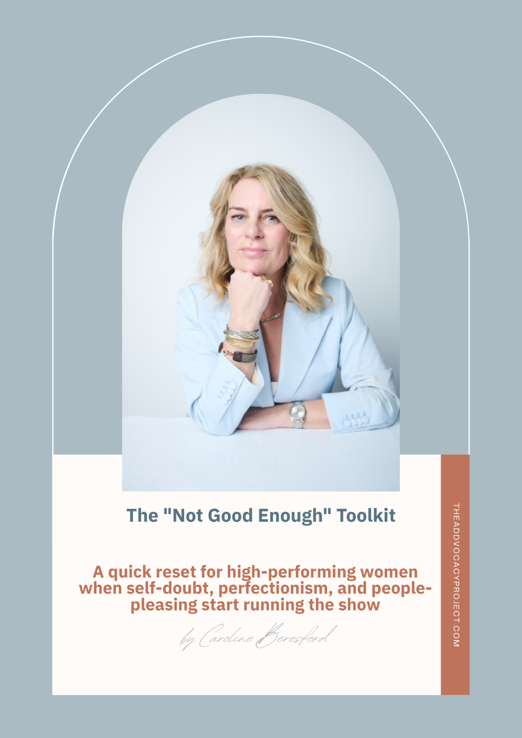 Front cover page of the I'm Not Good Enough Toolkit by Caroline Beresford, ADHD Coach