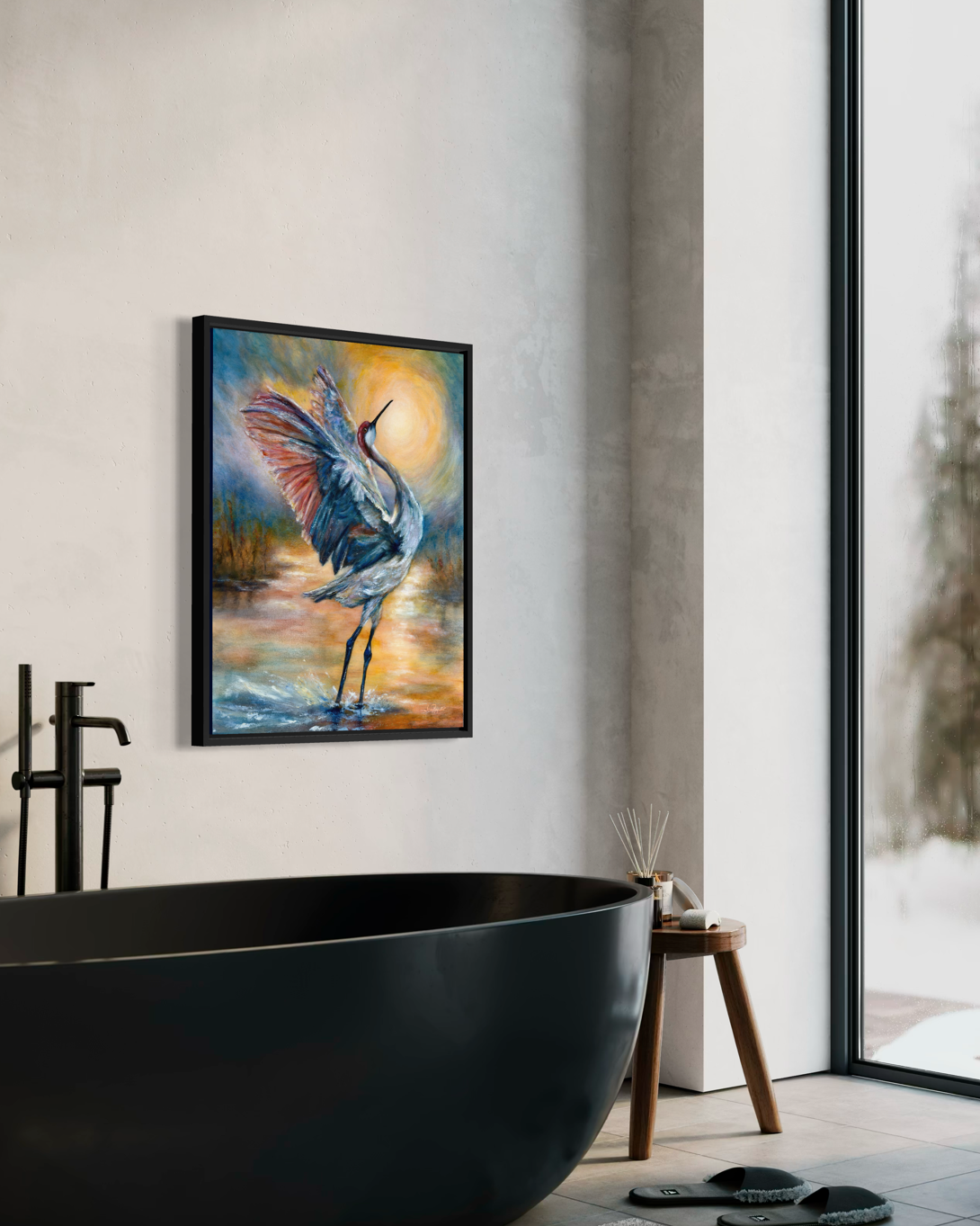 Echoes of a Sandhill's Sunrise Ballet wall view, equine oil painting by Jenn Royster Florida artist