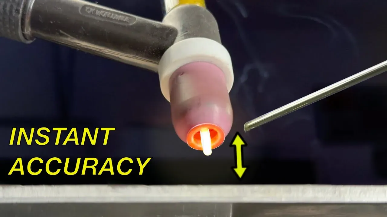 Close up of TIG welding torch showing space needed for accuracy
