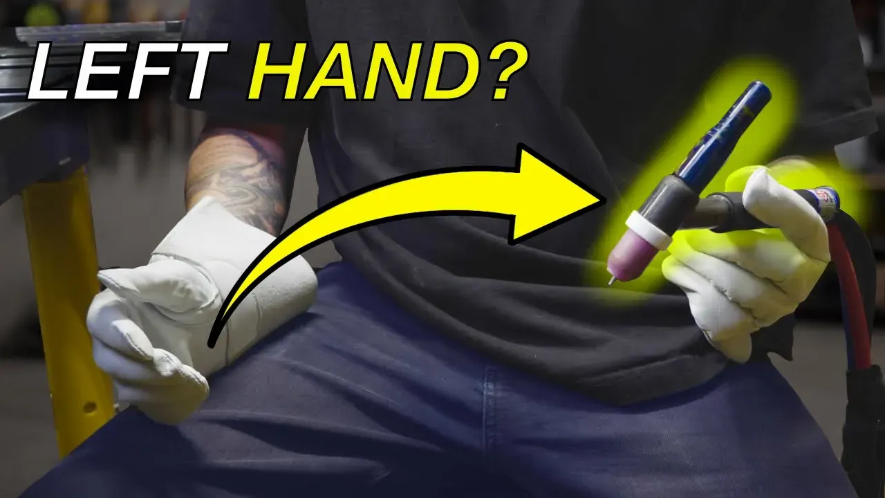 Holding TIG welding torch with left hand
