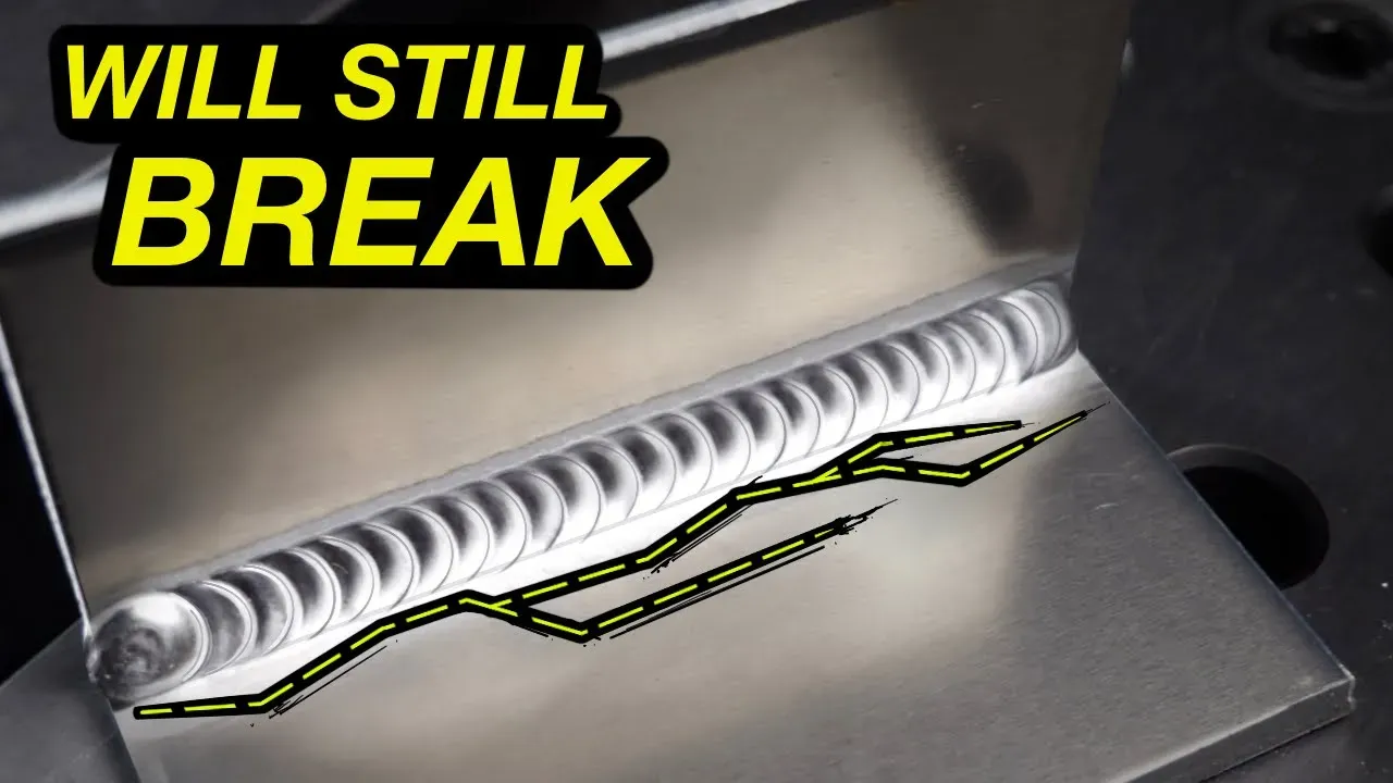 Close up of TIG weld on aluminum with cracks showing. 
