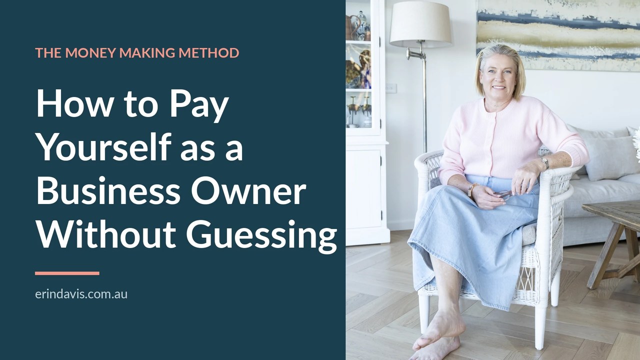 Erin Davis, money coach for women business owners, beside the article title How to Pay Yourself as a Business Owner Without Guessing