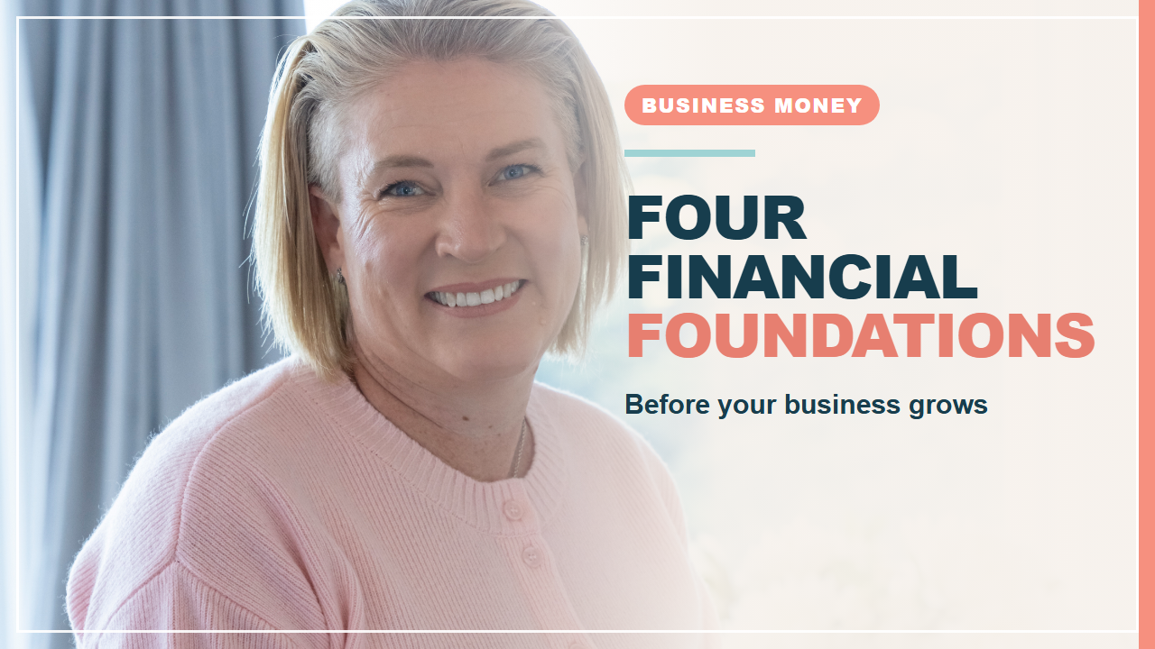 Erin Davis with the words Four Financial Foundations Before Business Growth.