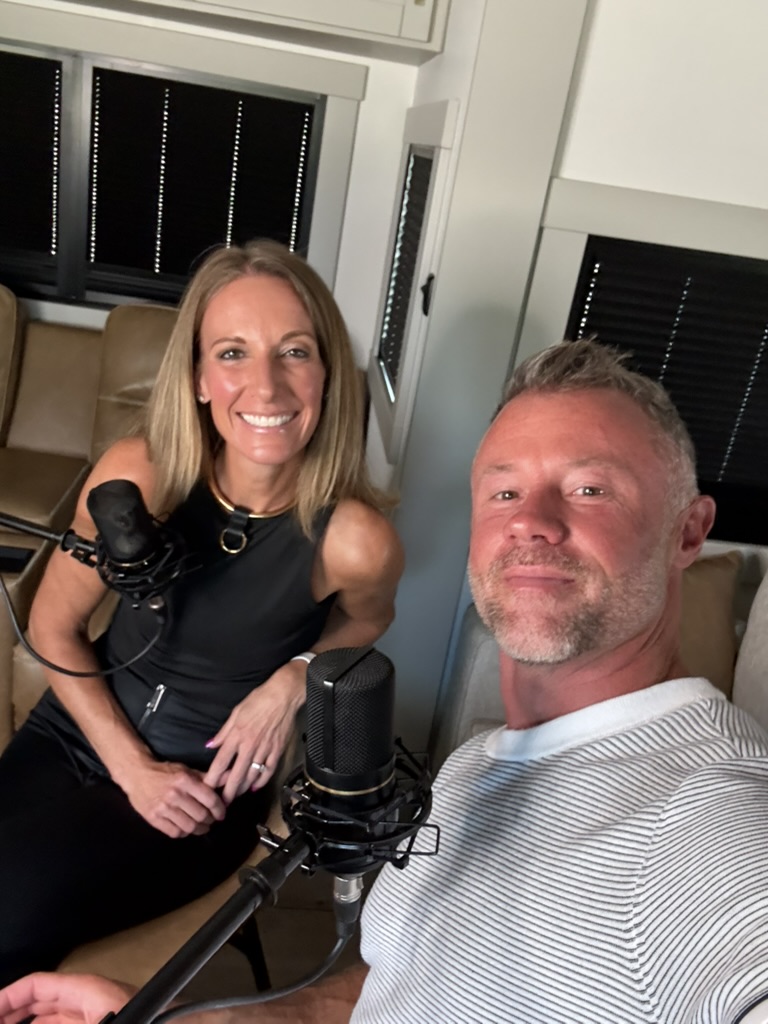 Andrew and Dawn recording the podcast