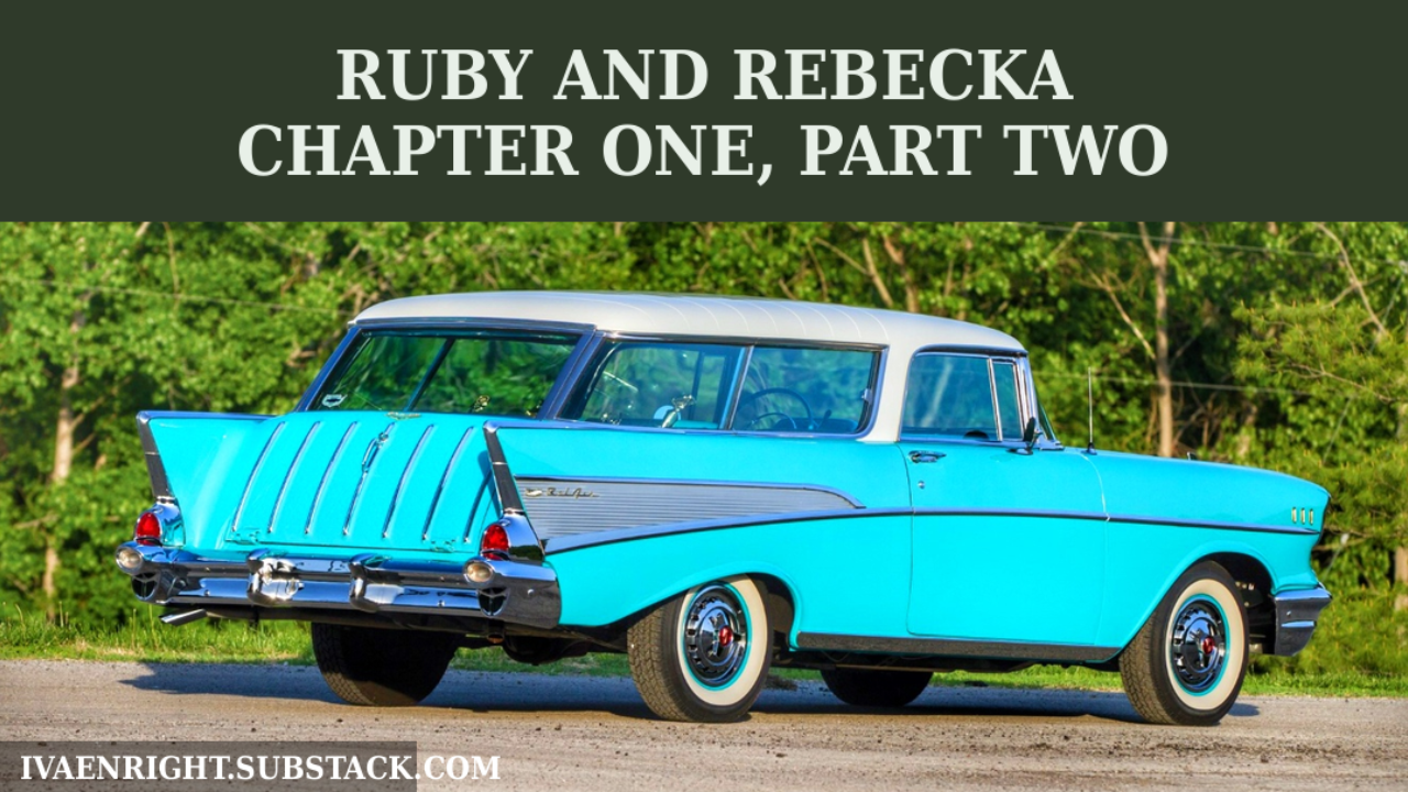 The turquoise 1957 Chevy Nomad from Ruby and Rebecka, a serialized Southern novel set in the South Carolina Low Country