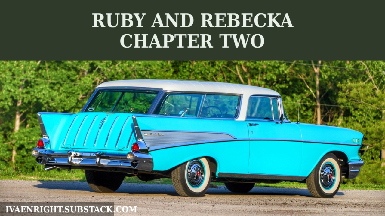The turquoise 1957 Chevy Nomad from Ruby and Rebecka, a serialized Southern novel set in the South Carolina Low Country