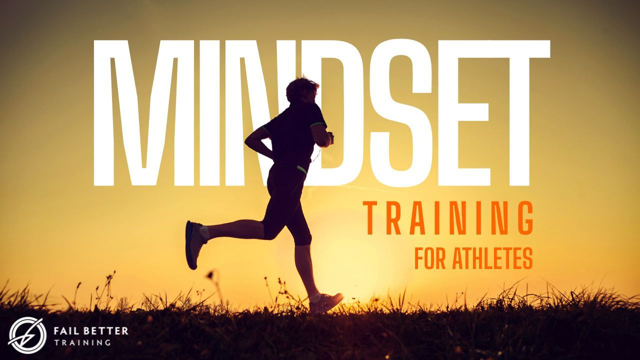 runner at sunset with text that says mindset training for athletes